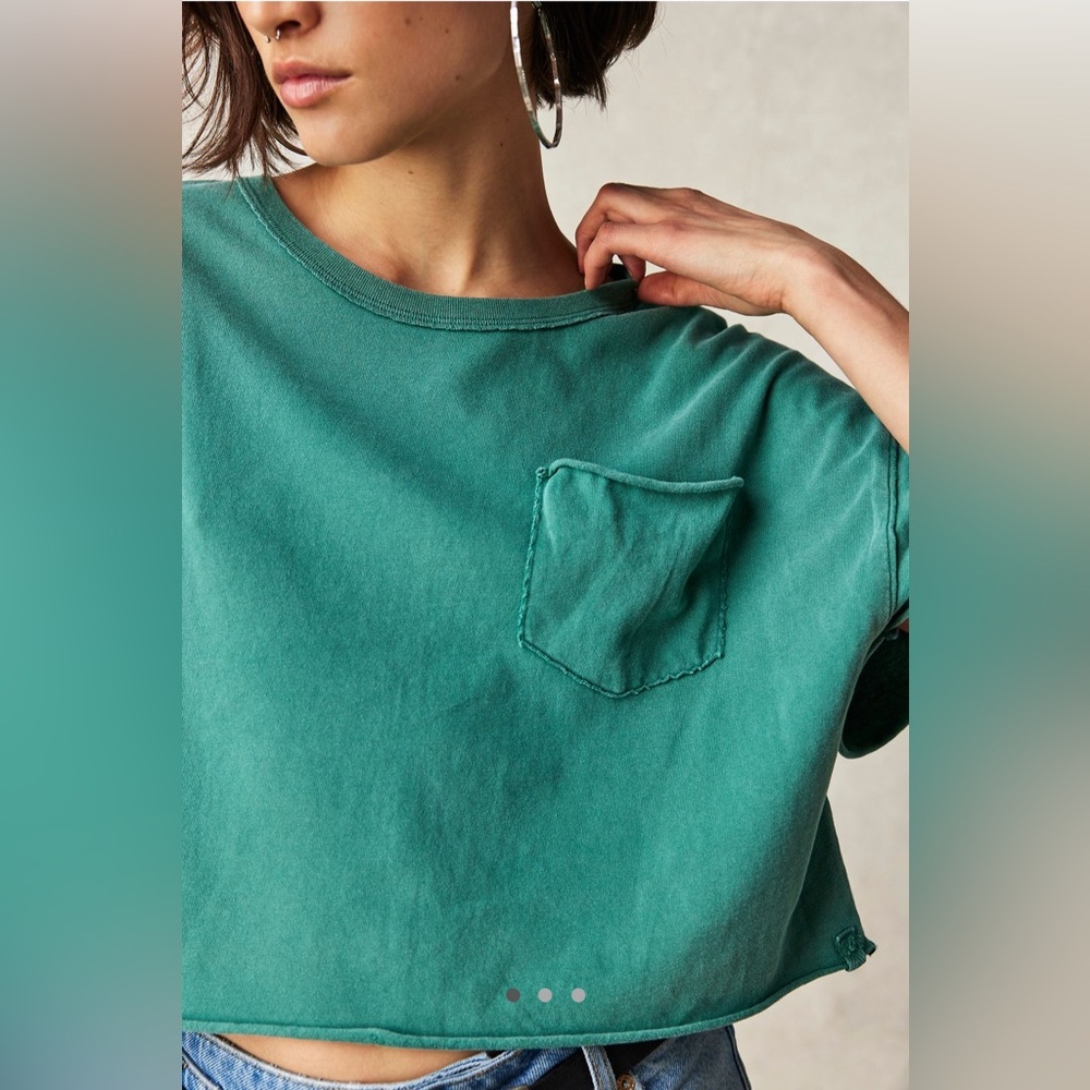 Free People Fade Into You Short Sleeve Tee in Mermaid